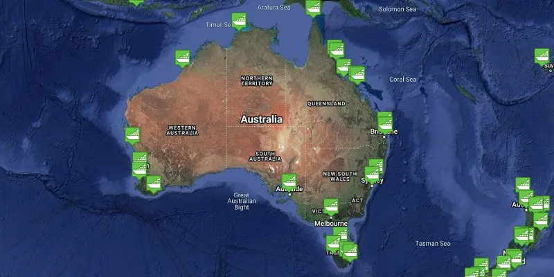 View ports in the Australian Cruise Region to track ships in