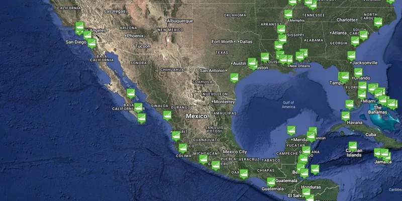 View ports in the Mexican Riviera Cruise Region to track ships in