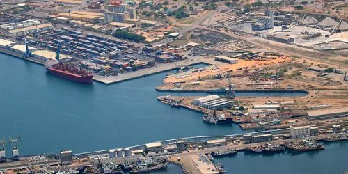 Aerial view of the the Port of Accra (Tema), Ghana