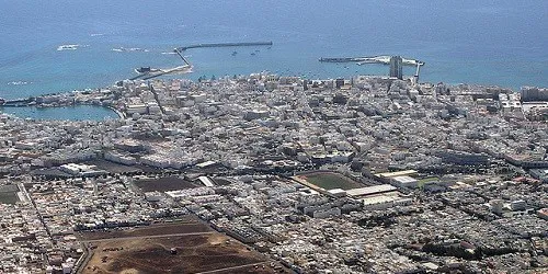 Aerial view of the the Port of Arrecife, Lanzarote, Canary Islands