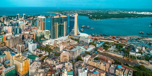 Aerial view of the the Port of Dar es Salaam, Tanzania