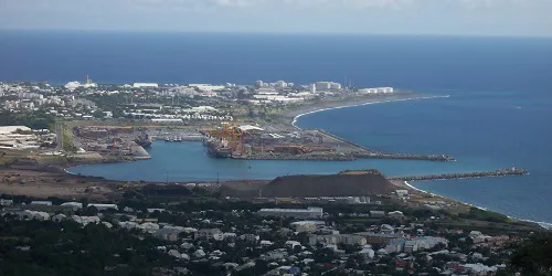 Aerial view of the the Port of Pointe des Galets, Reunion Island