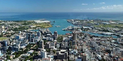 Aerial view of the Port Louis, Mauritius