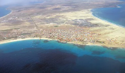 Aerial view of the the Port of Santa Maria, Cape Verde