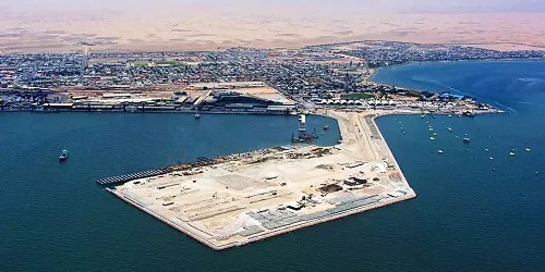 Aerial view of the the Port of Walvis Bay, Namibia