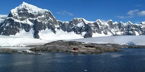 Aerial view of the Port Lockroy, Antarctica