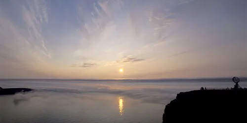 Aerial view of the the Port of North Cape (Nordkapp), Norway