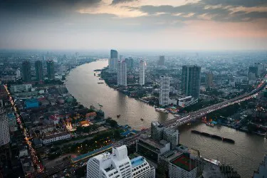 Aerial view of the the Port of Bangkok, Thailand