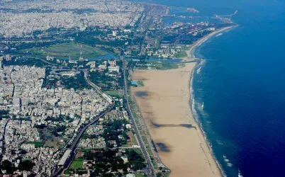 Aerial view of the the Port of Chennai (Madras), India