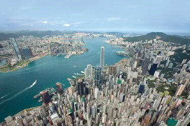 Aerial view of the the Port of Hong Kong, China
