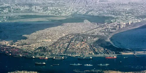 Aerial view of the the Port of Karachi, Pakistan