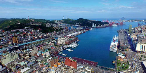 Aerial view of the the Port of Keelung (Taipei), Taiwan