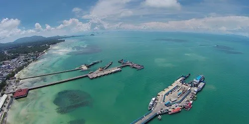 Aerial view of the the Port of Ko Samui, Thailand
