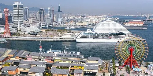 Aerial view of the the Port of Kobe, Japan
