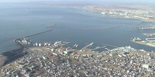 Aerial view of the the Port of Kushiro, Japan