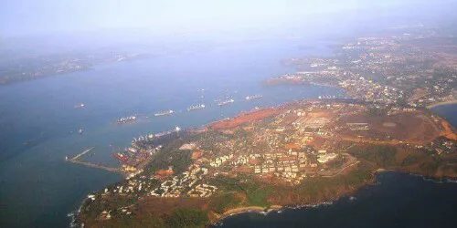 Aerial view of the the Port of Mormugoa (Goa), India