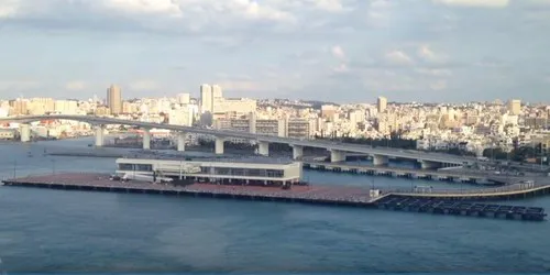 Aerial view of the Port of Okinawa (Naha), Japan