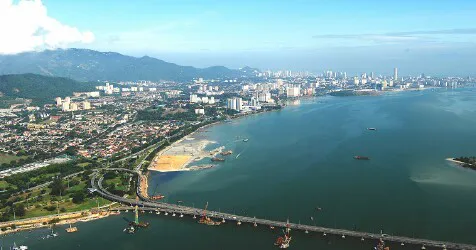 Aerial view of the the Port of Penang, Malaysia