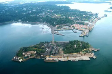 Aerial view of the Port Blair, Andaman Islands, India