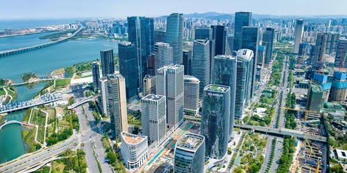Aerial view of the the Port of Qianhai, Shenzhen
