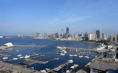 Aerial view of the the Port of Qingdao (Tsingtao), China