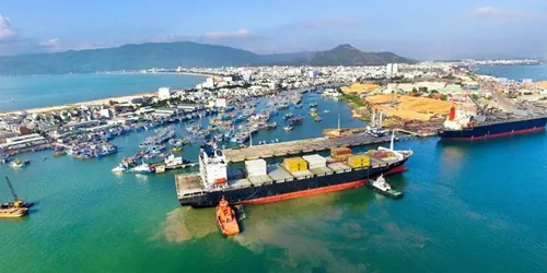 Aerial view of the the Port of Quy Nhon, Vietnam