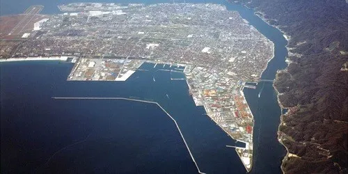 Aerial view of the the Port of Sakaiminato, Japan