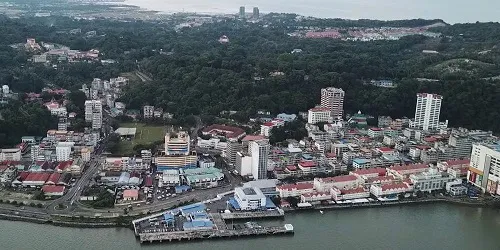 Aerial view of the the Port of Sandakan, Malaysia