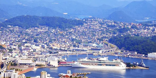 Aerial view of the the Port of Sasebo, Japan