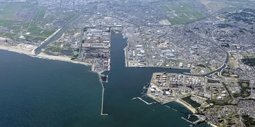 Aerial view of the the Port of Sendai, Japan