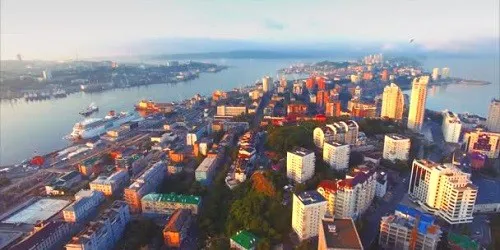 Aerial view of the the Port of Vladivostok, Russia