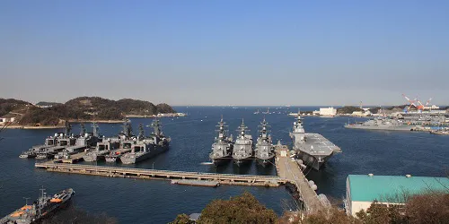 Aerial view of the the Port of Yokosuka, Japan