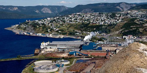 Aerial view of the the Port of Corner Brook, Newfoundland and Labrador, Canada