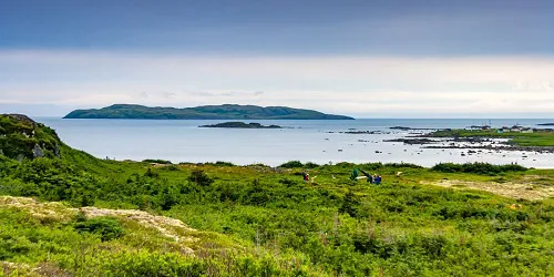 Aerial view of the the Port of L'Anse aux Meadows, Newfoundland and Labrador, Canada