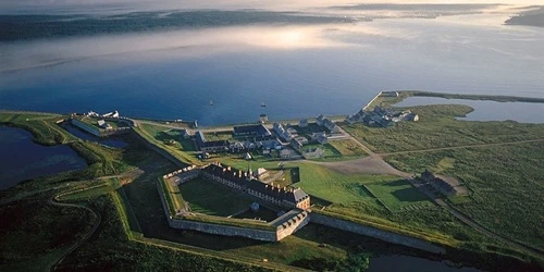 Aerial view of the the Port of Louisbourg, Cape Breton Island, Nova Scotia, Canada