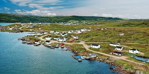 Aerial view of the the Port of Red Bay, Newfoundland and Labrador, Canada