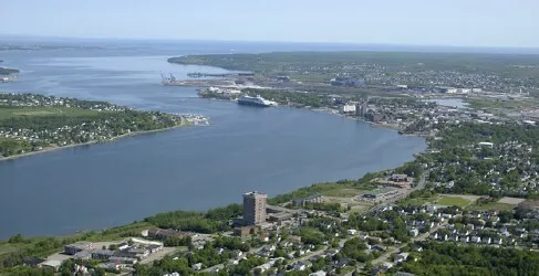 Aerial view of the the Port of Sydney, Nova Scotia, Canada