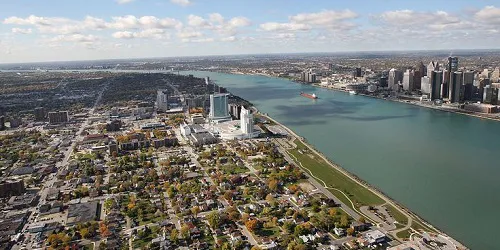 Aerial view of the the Port of Windsor, Ontario, Canada