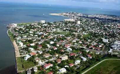 Aerial view of the Port of Belize City, Belize