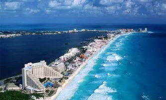 Aerial view of the the Port of Cancún, Mexico