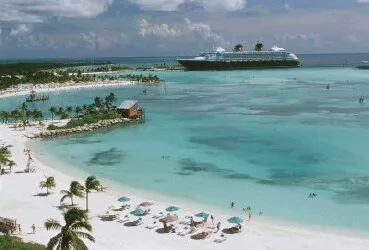 Aerial view of the the Port of Castaway Cay, Bahamas