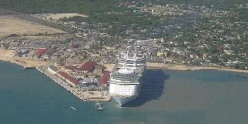 Aerial view of the the Port of Falmouth, Jamaica