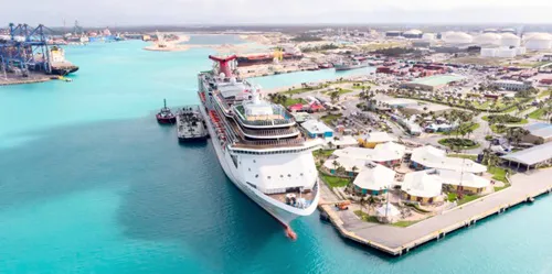 Aerial view of the Port of Freeport, Bahamas