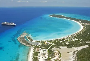 Aerial view of the the Port of Half Moon Cay, Bahamas