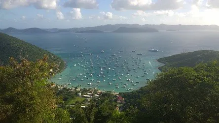 Aerial view of the Port of Jost Van Dyke, British Virgin Islands