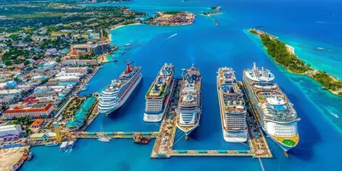 Aerial view of the Port of Nassau, Bahamas