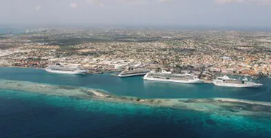 Aerial view of the the Port of Oranjestad, Aruba