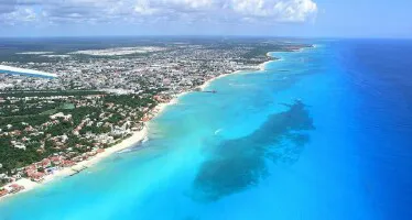 Aerial view of the the Port of Playa del Carmen, Mexico