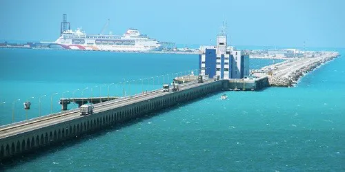 Aerial view of the the Port of Progreso, Mexico