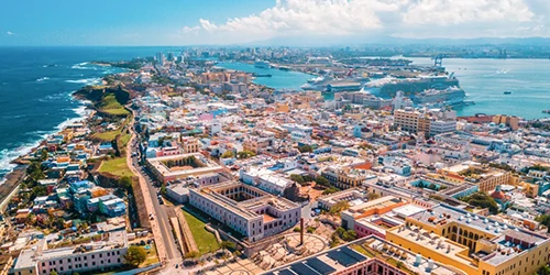 Aerial view of the the Port of San Juan, Puerto Rico